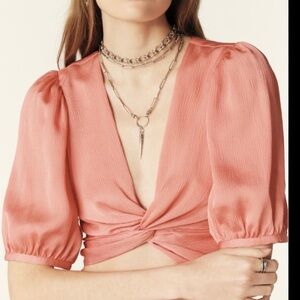 ba&sh Peach Tie-Front Blouse NWT $265